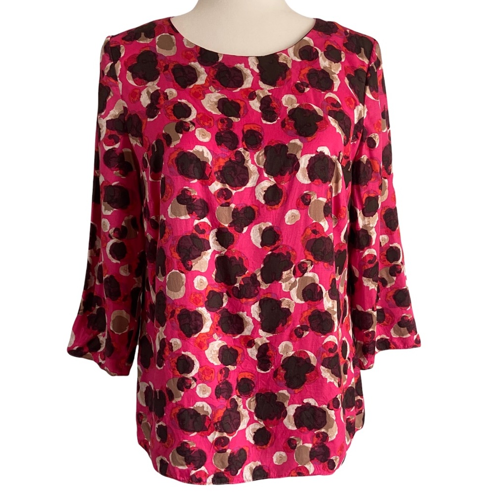 Boden Pink and Black Patterned Blouse
